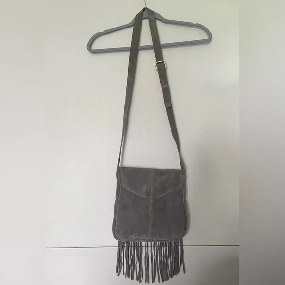 EARTHBOUND Gray Bohemian Festival Shoulder Bag with Fringe Zipper Closure - Picture 2 of 9